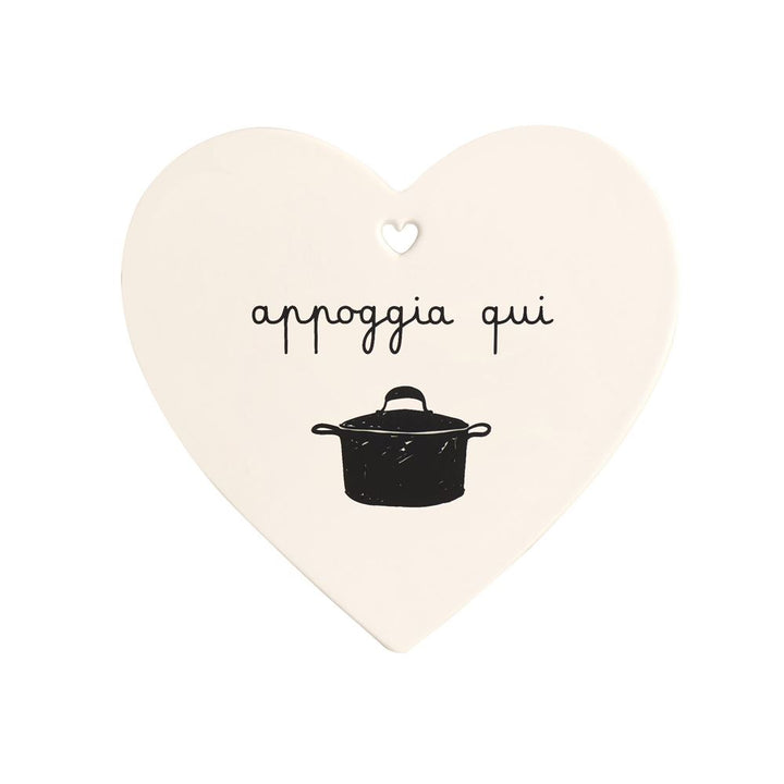 Sottopentola in grès a forma di cuore
