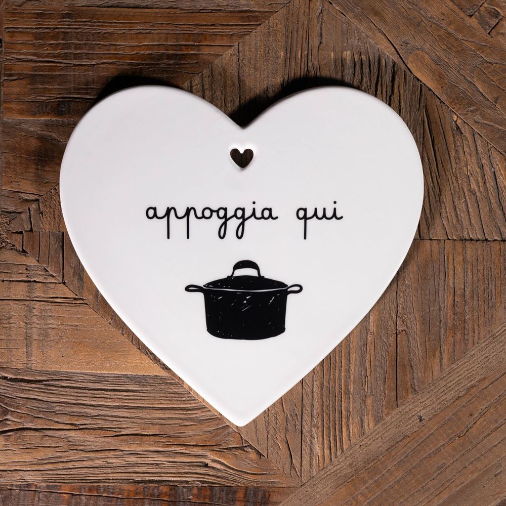 Sottopentola in grès a forma di cuore