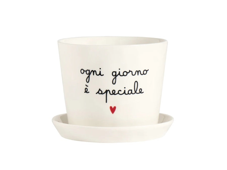 Vaso in grès con sottovaso