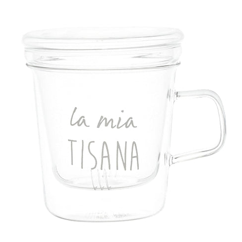 Mug in vetro con infusore "La mia tisana" 400 ml