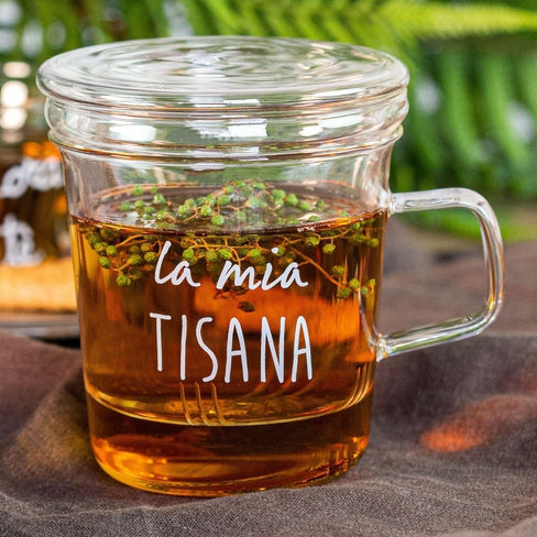 Mug in vetro con infusore "La mia tisana" 400 ml