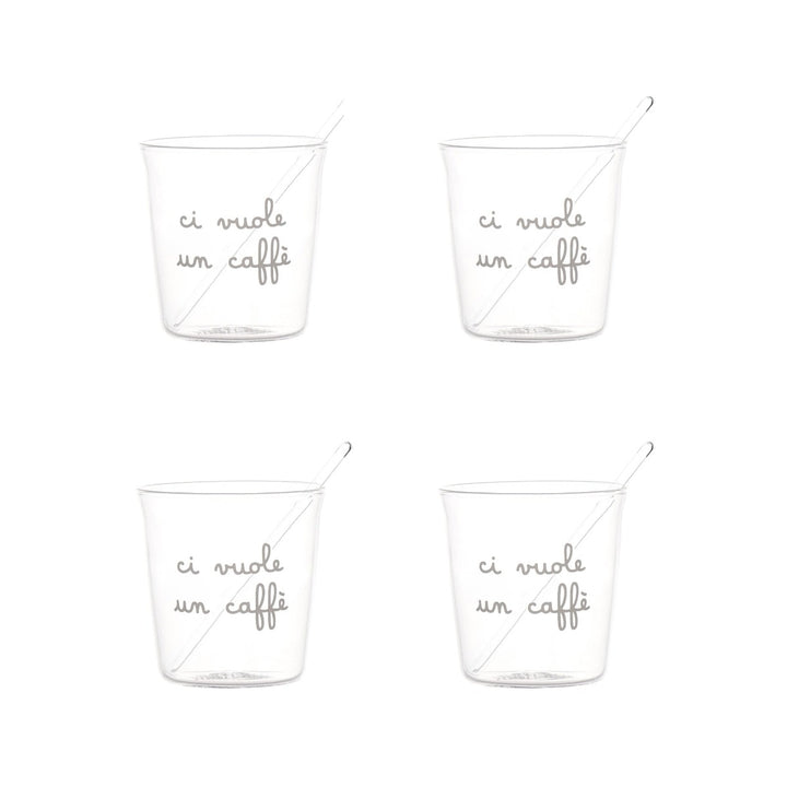 Set 4 bicchieri in vetro Ci vuole un caffè