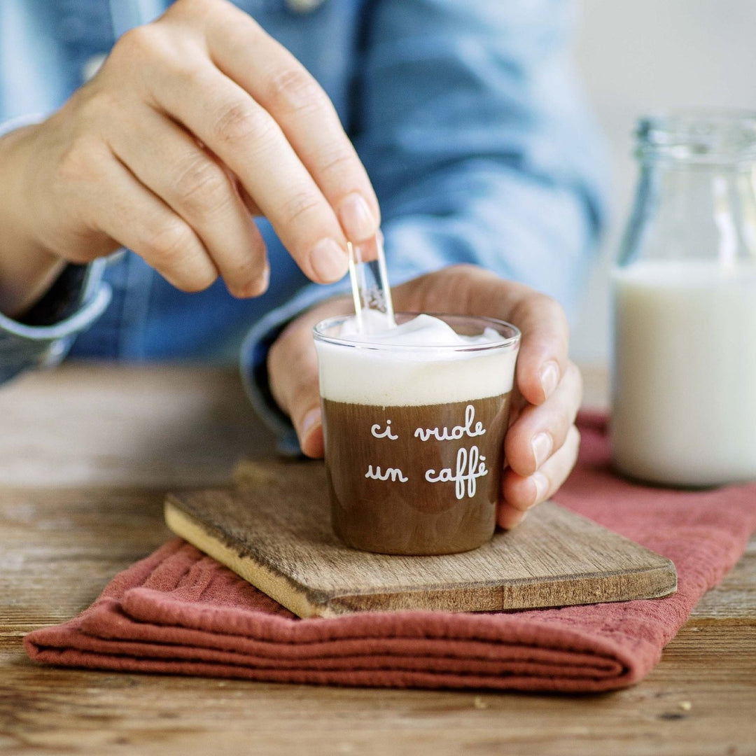 Set 4 bicchieri in vetro Ci vuole un caffè