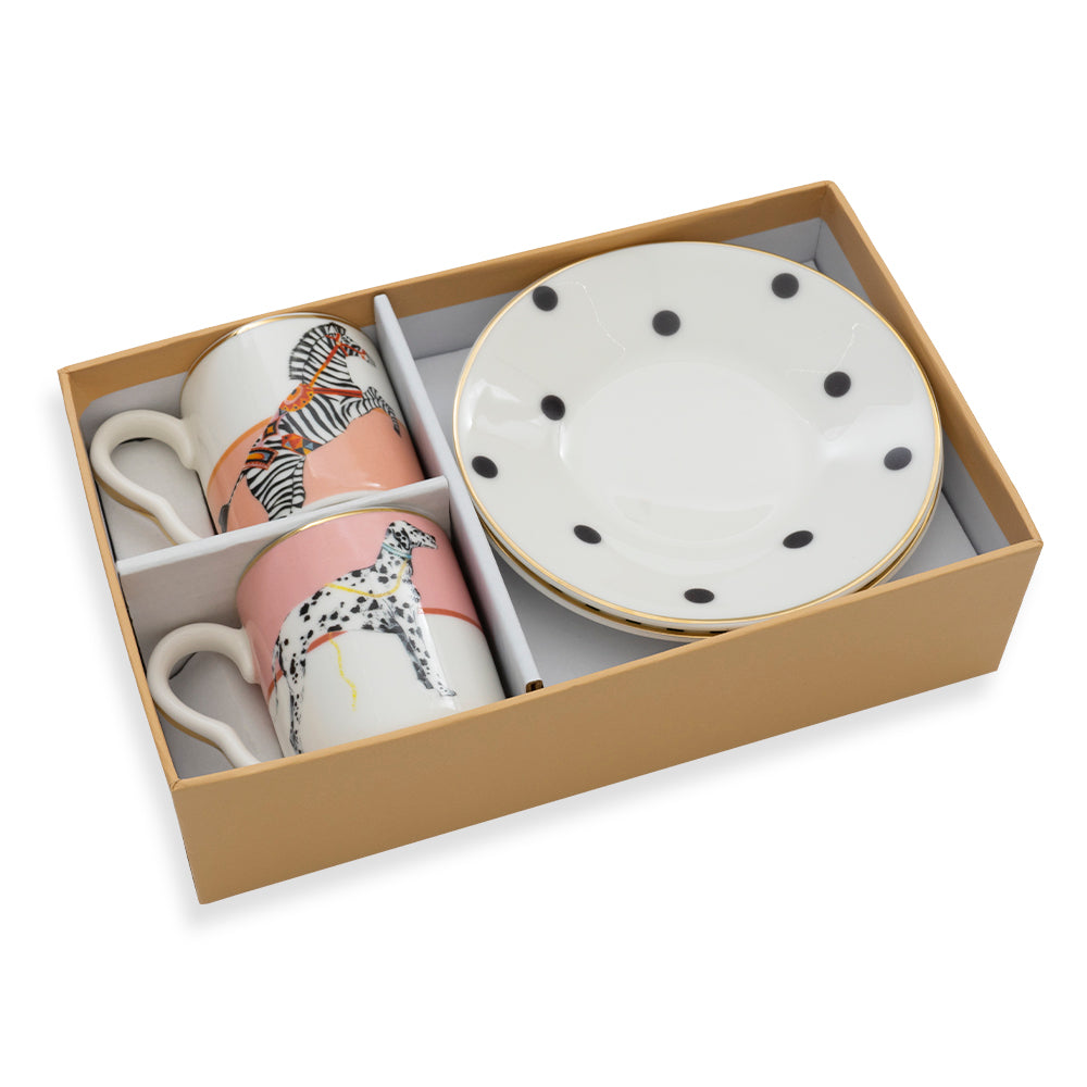 Set 2 tazzine espresso con piattini ZEBRA E CANE