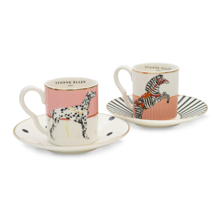 Set 2 tazzine espresso con piattini ZEBRA E CANE