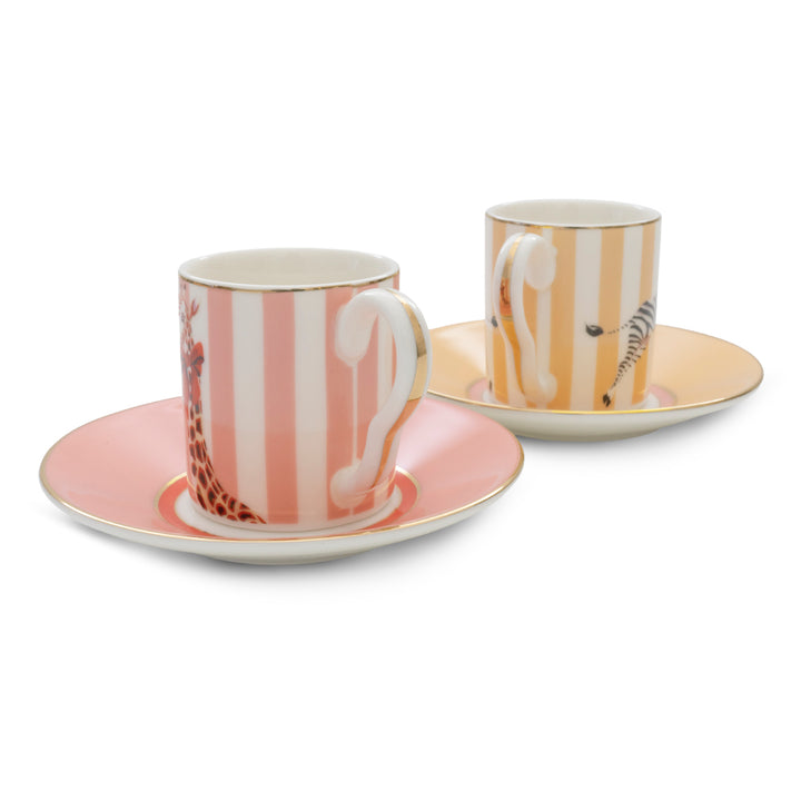 Set 2 tazzine espresso con piattini GIRAFFA E ZBRA