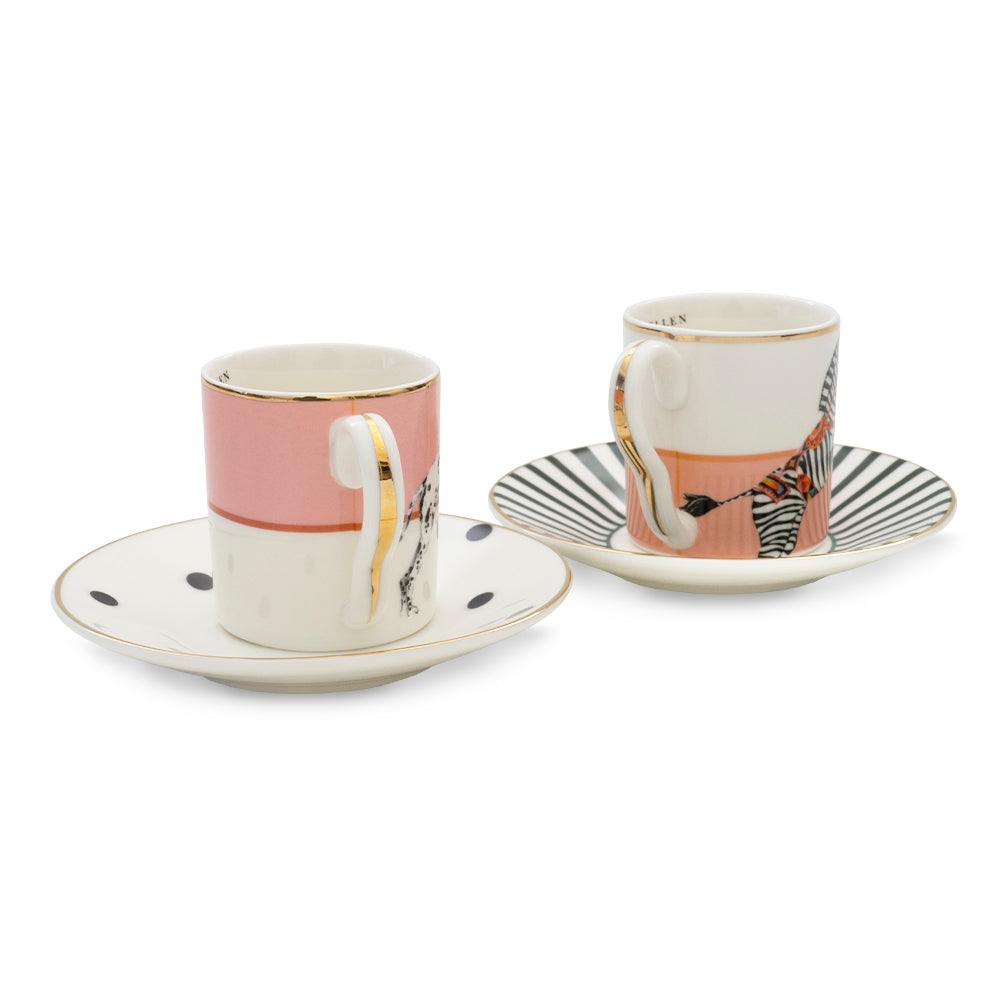 Set 2 tazzine espresso con piattini ZEBRA E CANE