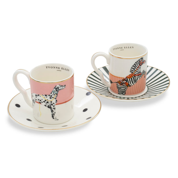 Set 2 tazzine espresso con piattini ZEBRA E CANE