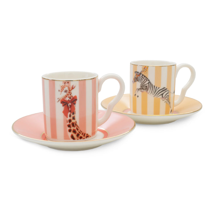 Set 2 tazzine espresso con piattini GIRAFFA E ZBRA