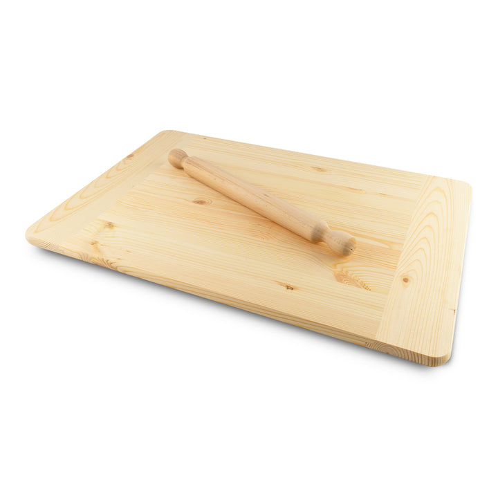 Asse da pasta in legno massiccio completo di mattarello 60x40 cm