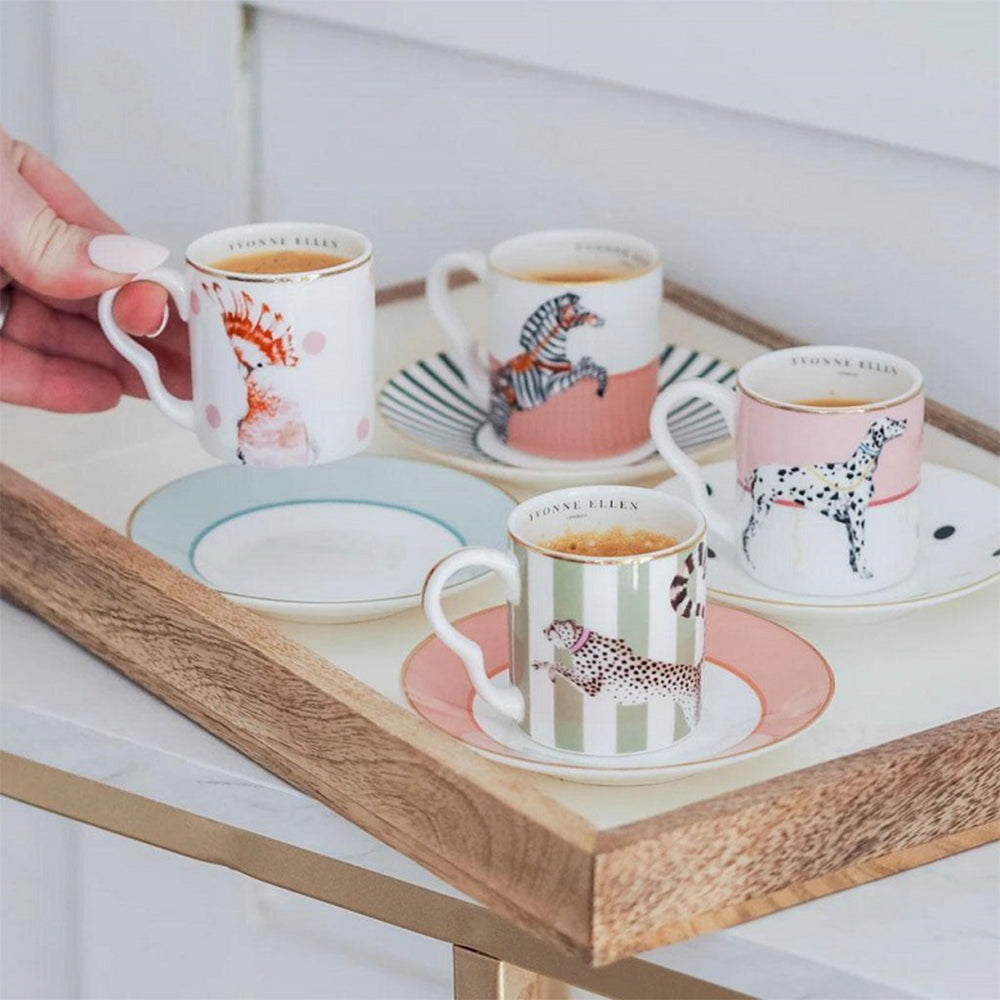 Set 2 tazzine espresso con piattini ZEBRA E CANE