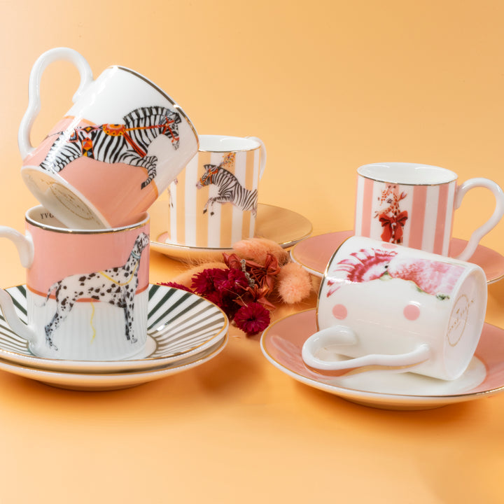 Set 2 tazzine espresso con piattini GIRAFFA E ZBRA