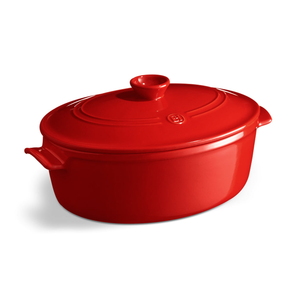 Cocotte ovale Grand Cru 6 L rosso in ceramica Flame