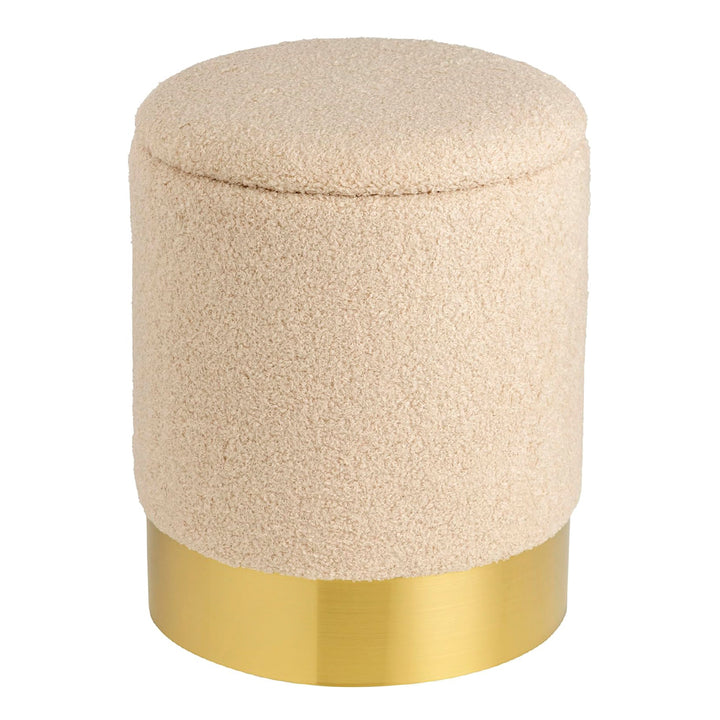 Pouf cilindrico apribile base metallo dorato SHERPA