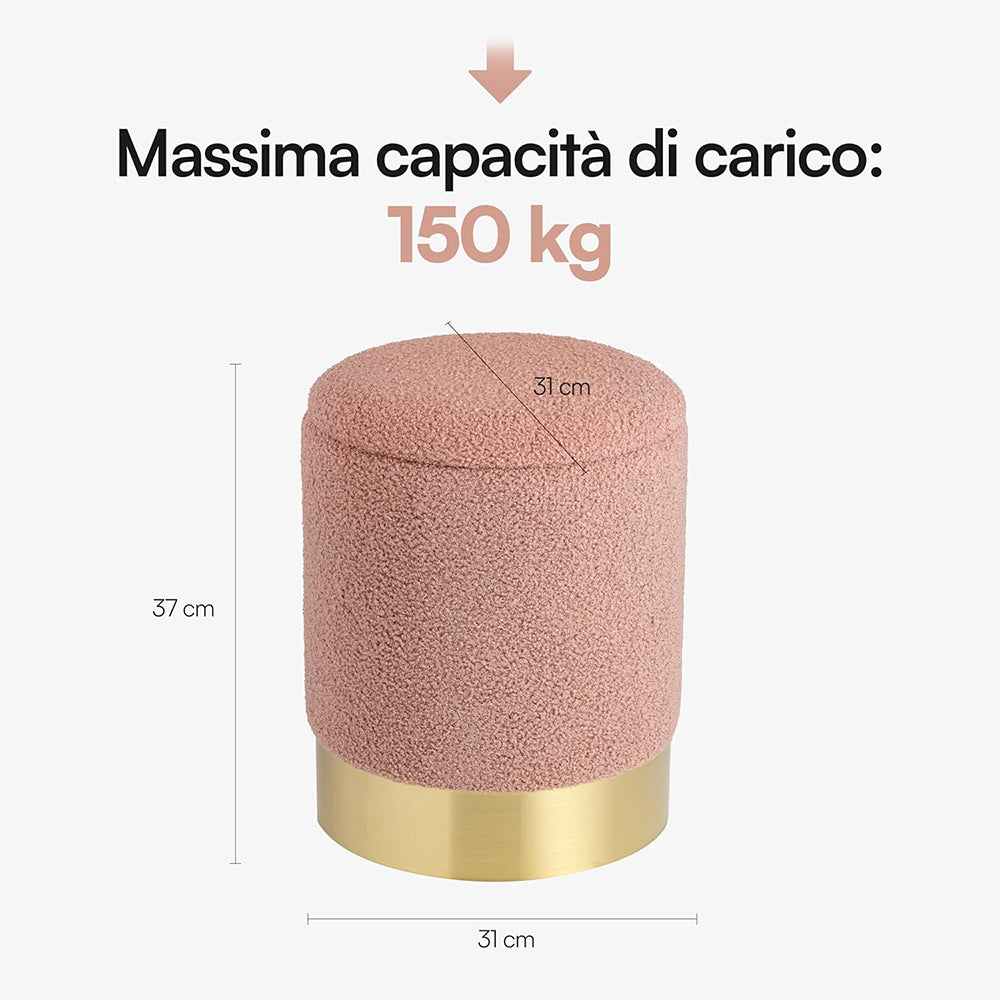 Pouf cilindrico apribile base metallo dorato SHERPA