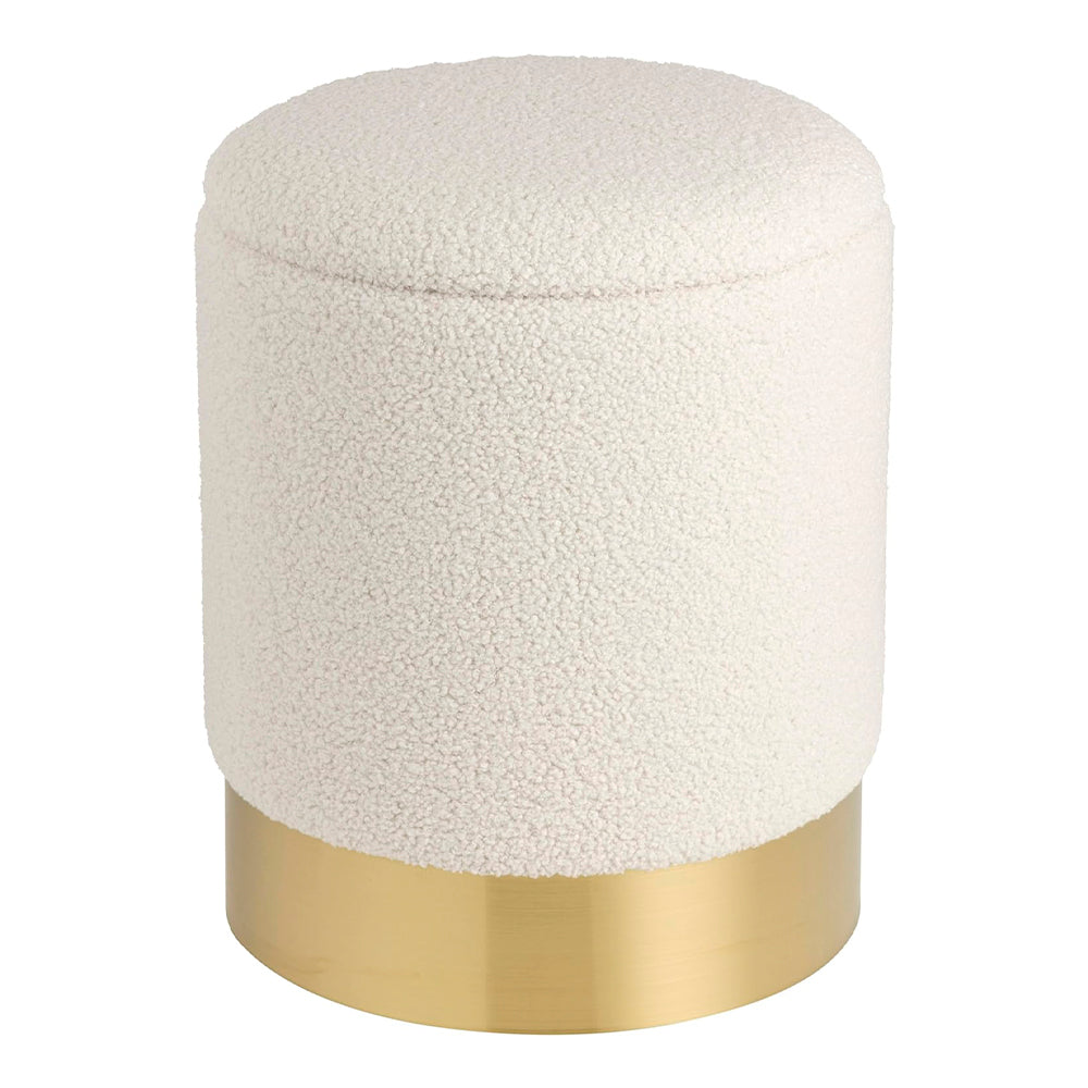 Pouf cilindrico apribile base metallo dorato SHERPA