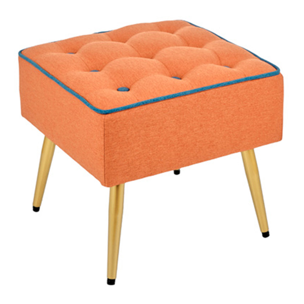 Pouf quadrato arancio bordi blu e zampe oro