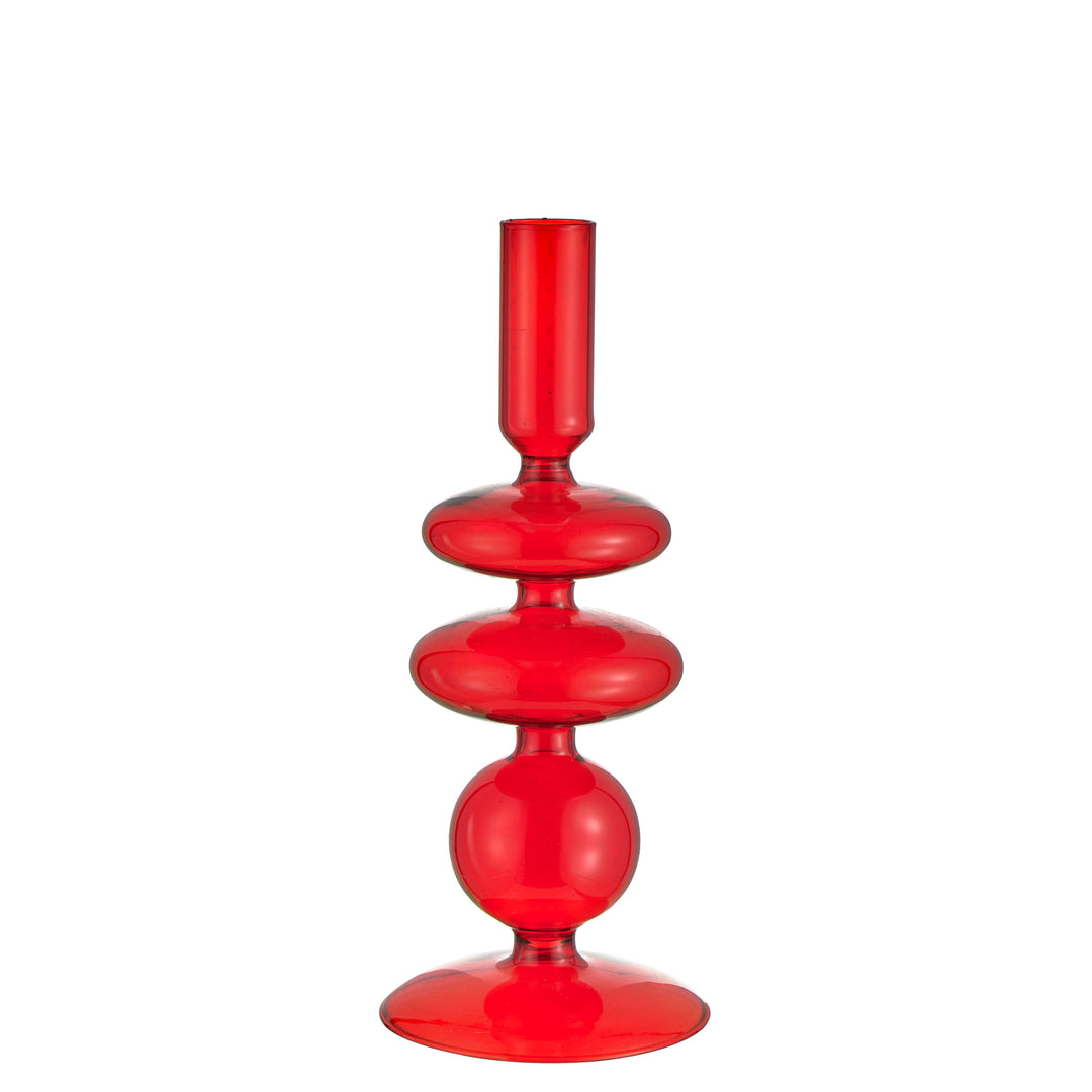 Candeliere alto in vetro rosso 22 cm