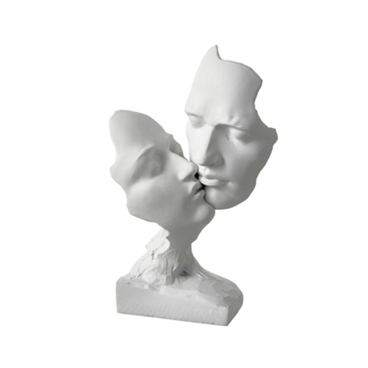 Scultura bacio volti resina bianca