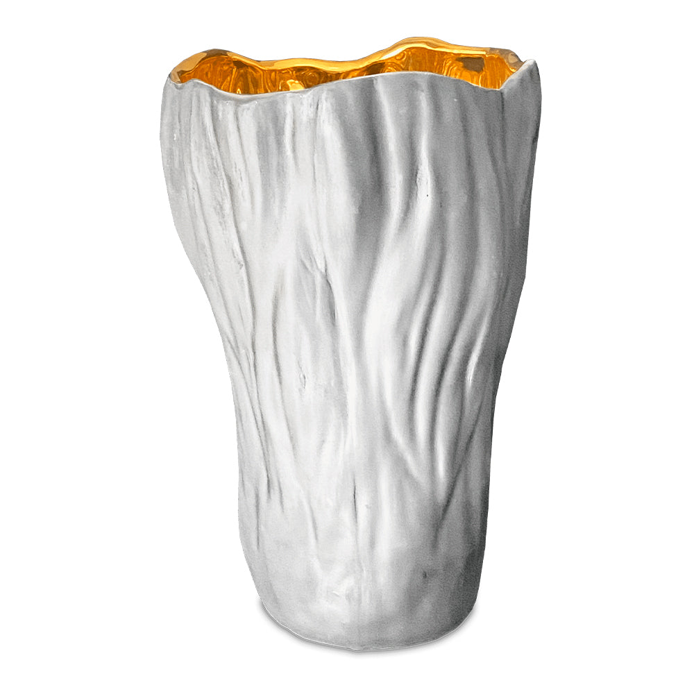 Vaso in ceramica Kosmo Bianco E Oro