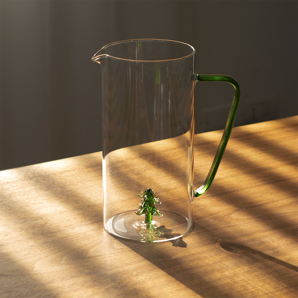 Caraffa in vetro borosilicato con decoro all'interno 1.2 litro