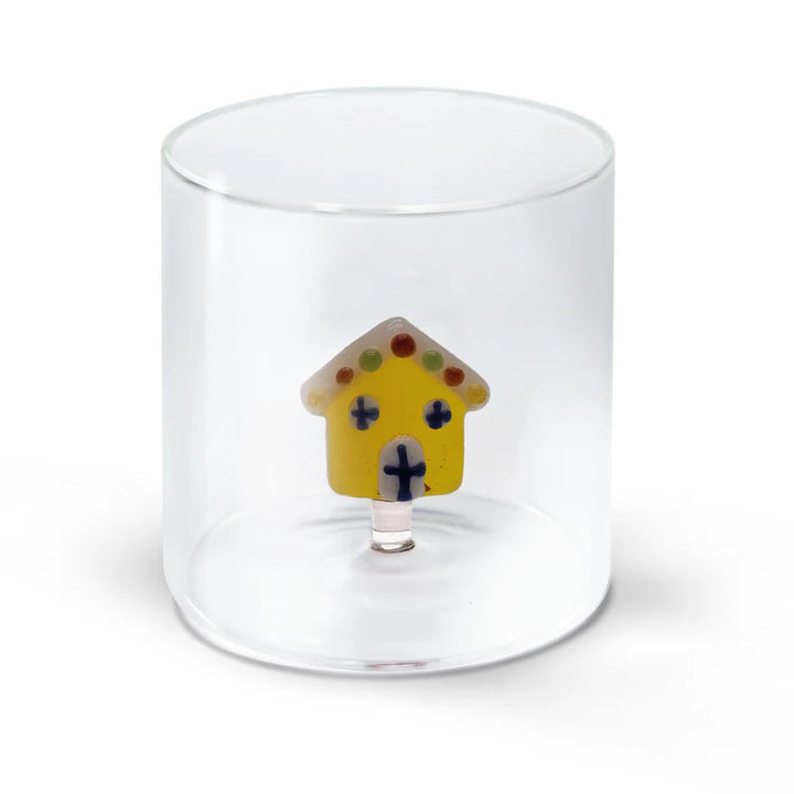 Bicchiere con soggetto in vetro soffiato a mano