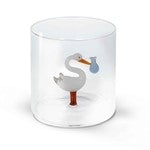 Bicchiere con soggetto in vetro soffiato a mano