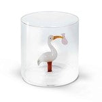 Bicchiere con soggetto in vetro soffiato a mano