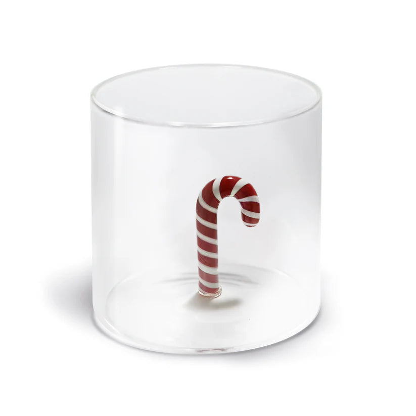 Bicchiere con soggetto in vetro soffiato a mano