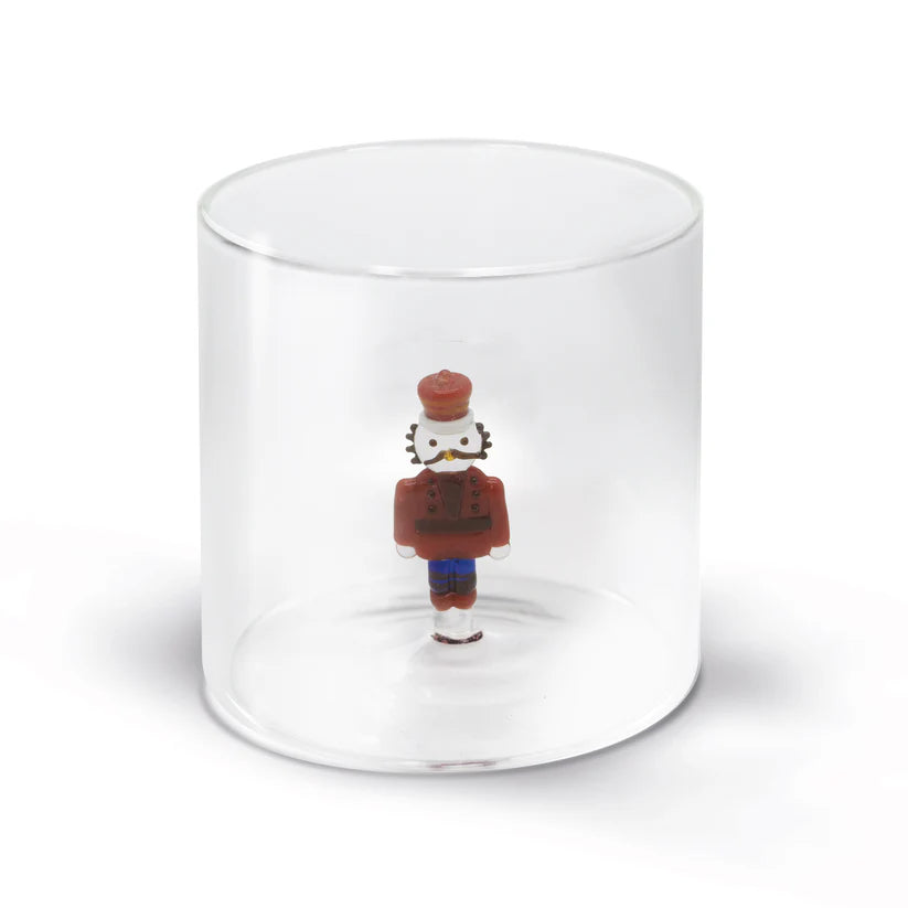 Bicchiere con soggetto in vetro soffiato a mano