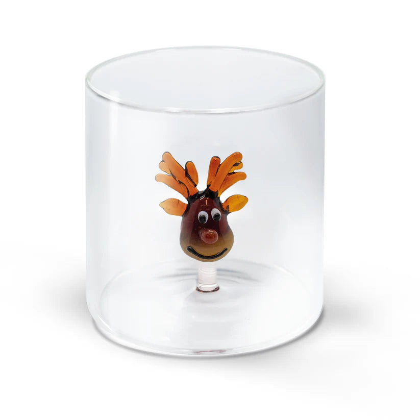 Bicchiere con soggetto in vetro soffiato a mano