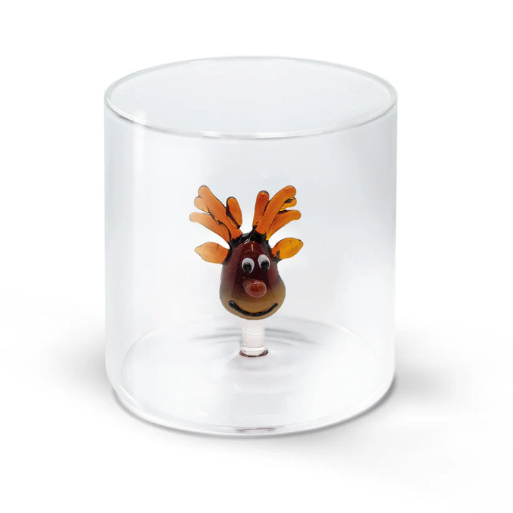 Bicchiere con soggetto in vetro soffiato a mano