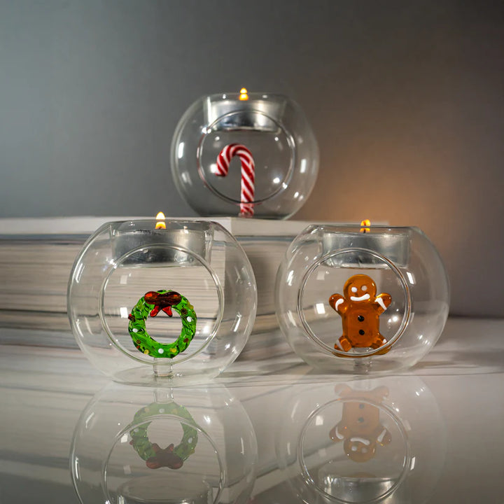 Porta tealight con soggetto natalizio