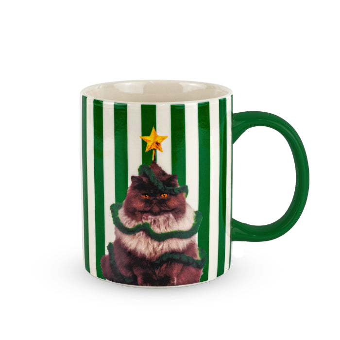 Tazza in new bone china. Decoro corna candy cane.