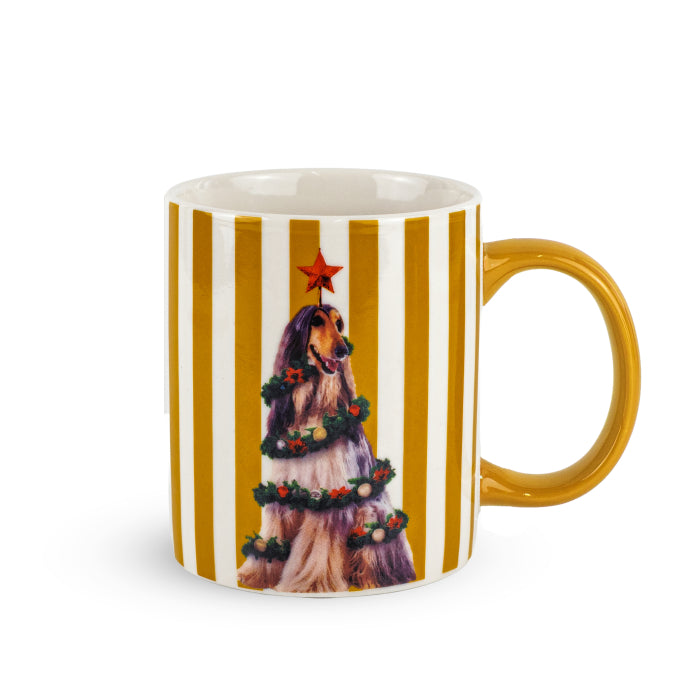 Tazza in new bone china. Decoro corna candy cane.