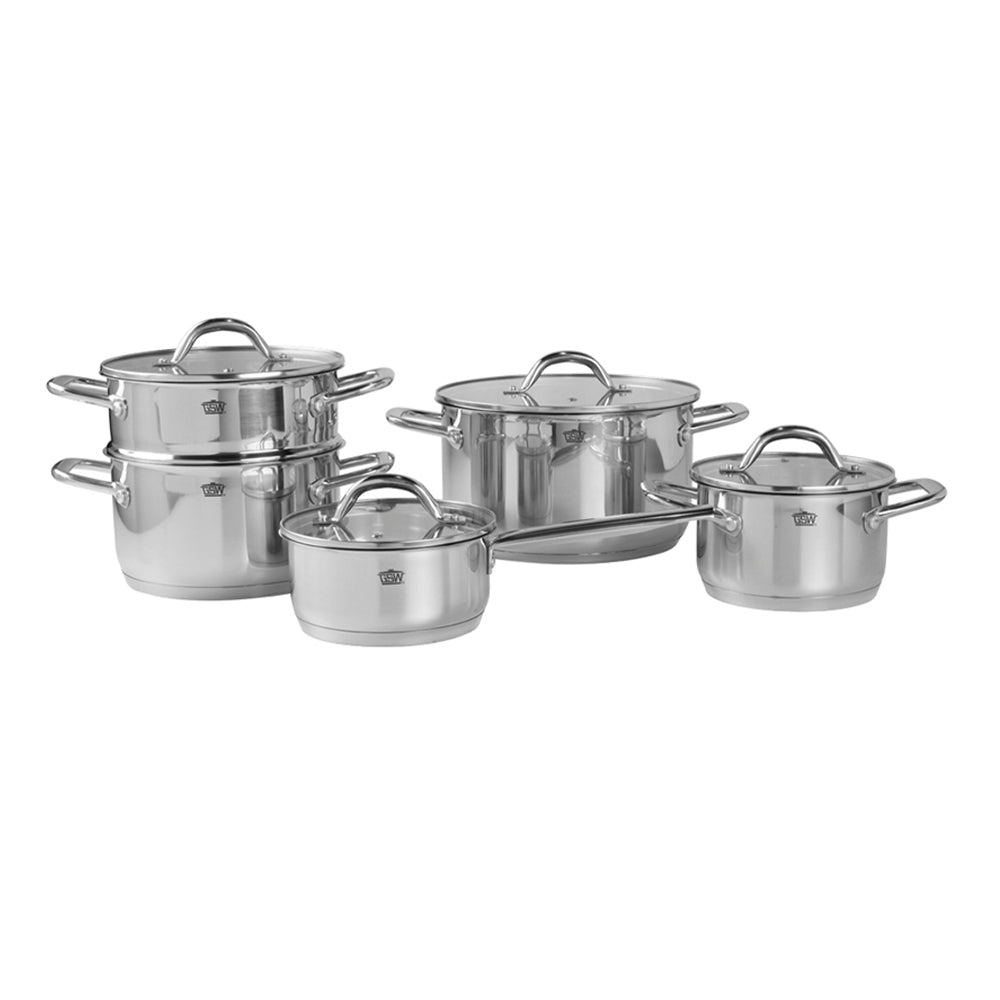 SET 9 PEZZI PENTOLE 'MERAN' ACCIAIO INOX INDUZIONE GSW