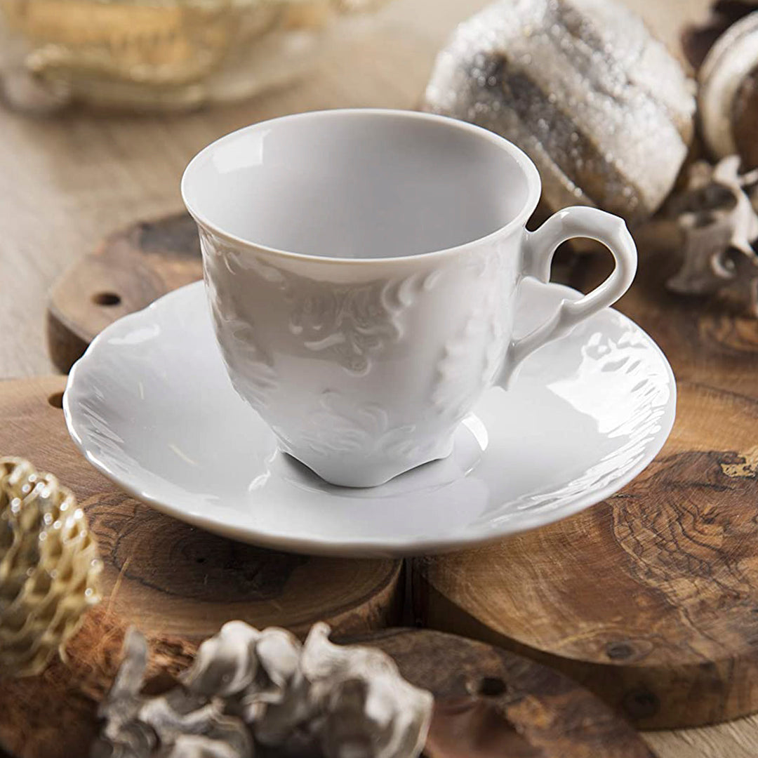 Set 6 Tazzine Caffè Con Piattino - Porcellana Elegante Per Lavastoviglie E Microonde - Idea Regalo Stile Autentico - Foto 9