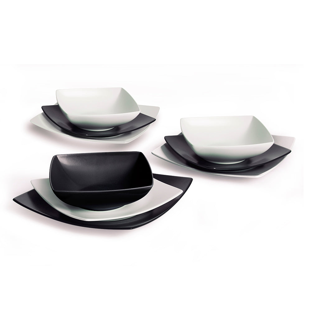 Servizio piatti 18 pezzi ECLIPSE Bianco e Nero