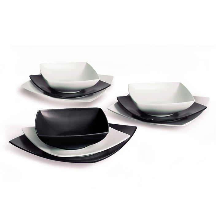 Servizio piatti 18 pezzi ECLIPSE Bianco e Nero