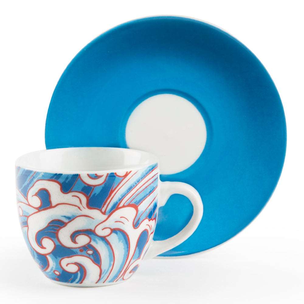 Confezione 6 tazze caffè con piattino decoro KIMONO