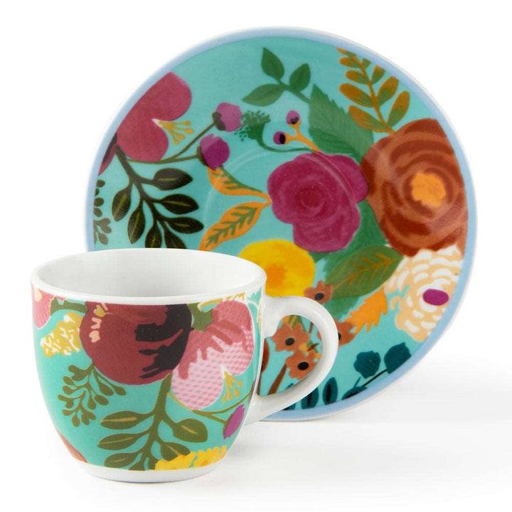 Confezione 6 tazze caffè con piattino  decoro FIORI FRIDA