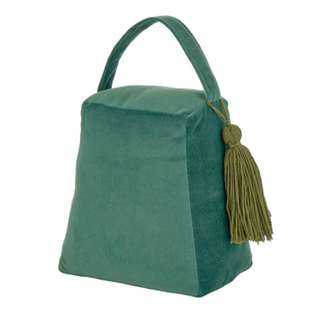 Fermaporta sacchetto cubico verde con pom pom verdi