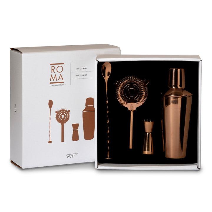 Set cocktail in acciaio INOX con finitura rosegold