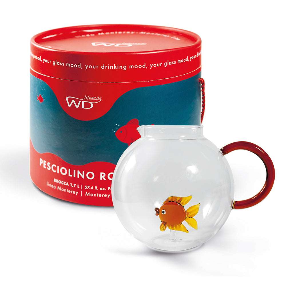 Brocca in vetro borosilicato decoro pesciolino 1,7 litro