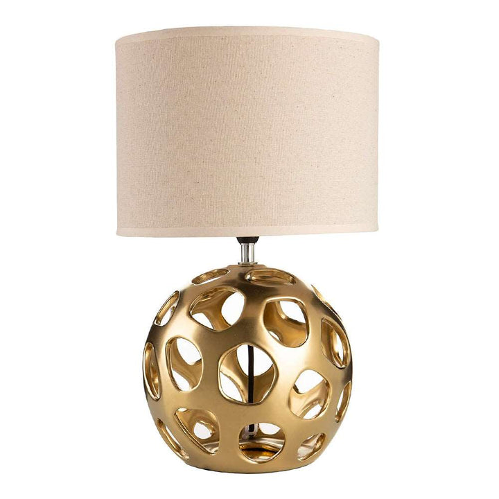 Glam chic lampada da tavolo ceramica dorata sfera traforata cappello cilindrico