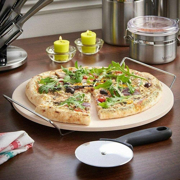 Pietra Refrattaria cuocipizza ceramica + supporto metallo Ø33cm