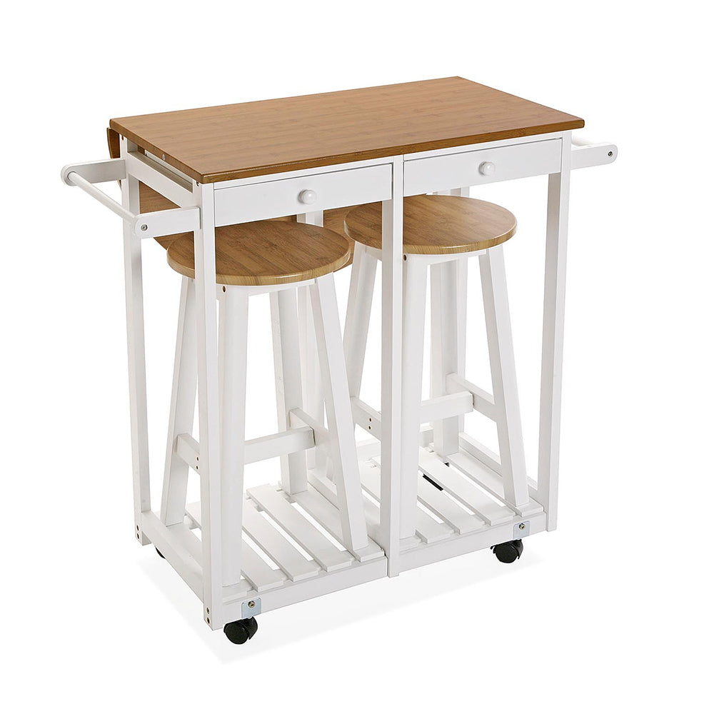 Set tavolo e 2 sgabelli salvaspazio, stile industriale